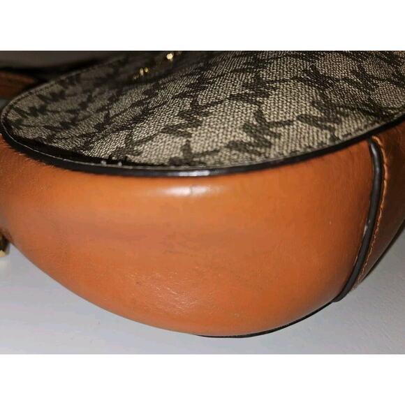 Michael Kors Ginny Small Oval Monogrammed Crossbody Bag Brown - Picture 8 of 13